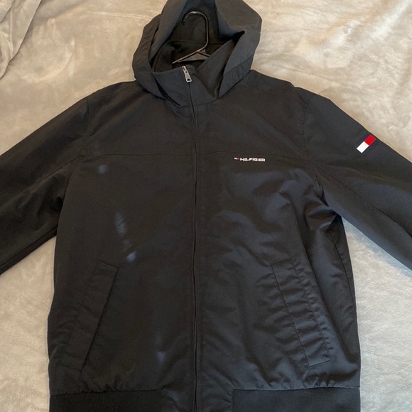 Black Tommy Hilfiger rain/ winter Jacket (Large) - Picture 2 of 8